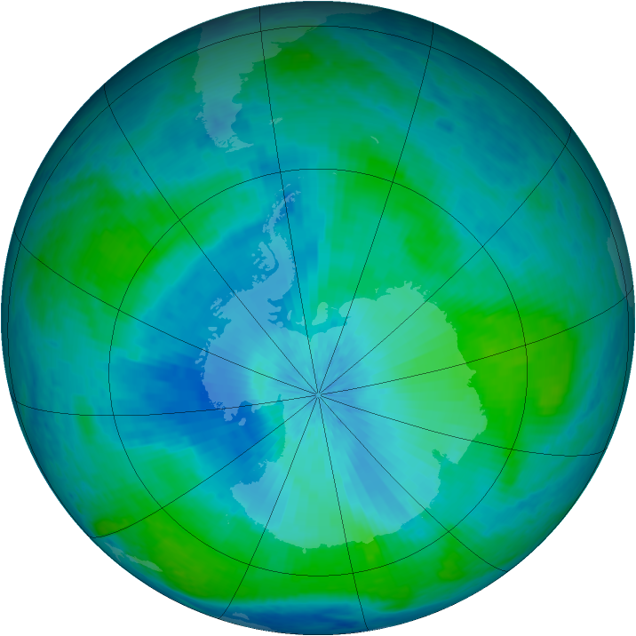 Antarctic ozone map for 19 February 2004